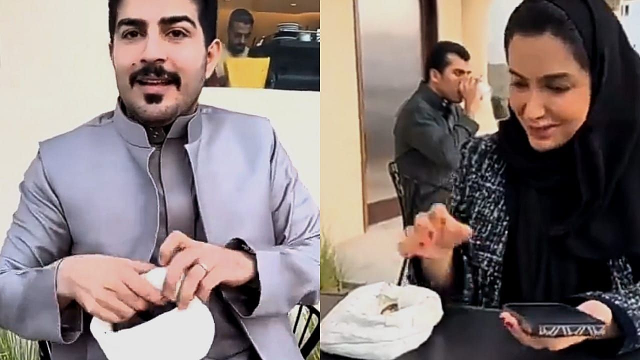 شاهد يحيى الودعاني يسخر من حجم حقيبة شقيقته نجلاء