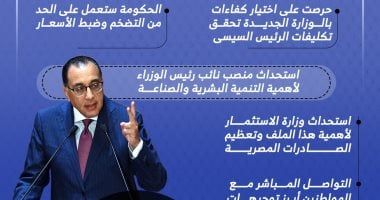 تصريحات مصطفى مدبولى فى أول مؤتمر صحفى بعد حلف اليمين.. إنفوجراف