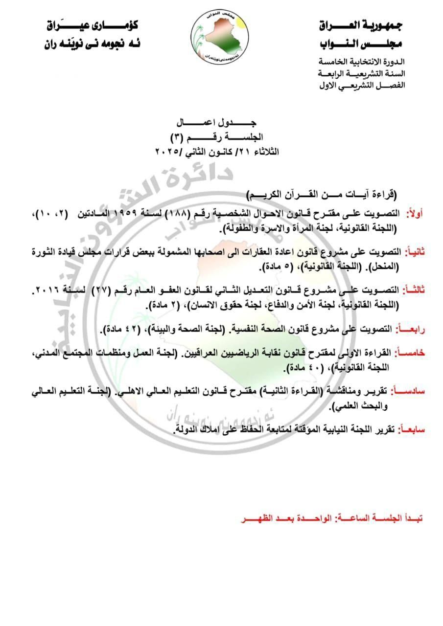 يتضمن القوانين الجدلية.. جدول أعمال البرلمان ليوم الثلاثاء