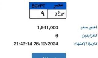 سعرها وصل 2 مليون جنيه.. منافسة قوية على لوحة سيارة "س ع د - 9" المميزة