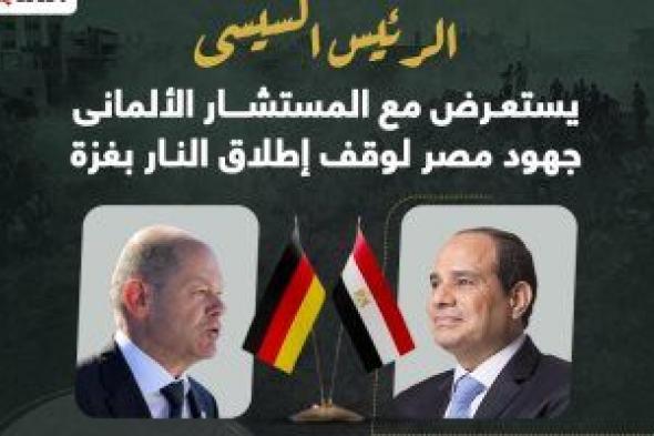 الرئيس السيسى يستعرض مع المستشار الألمانى جهود مصر لوقف إطلاق النار بغزة (إنفوجراف)