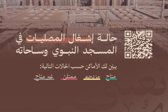 بـ3 لغات.. "حالة إشغال المصليات" تقنية حديثة ضمن خدمات المسجد النبوي