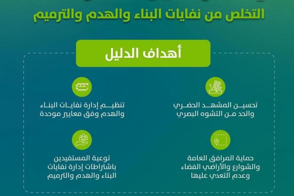 البلدية والإسكان” تصدر دليل “اشتراطات التخلص من نفايات البناء والهدم والترميم”