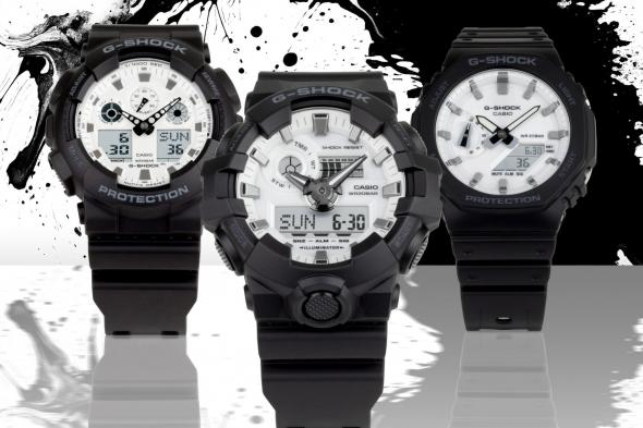 تكنولوجيا: كاسيو تطلق مجموعة G-SHOCK الجديدة باللونين الأبيض والأسود مع مقاومة للصدمات والماء حتى عمق 200 متر