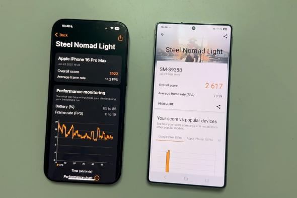تكنولوجيا: Galaxy S25 Ultra يتفوق بنسبة 36% على iPhone 16 Pro Max في اختبار أداء مكثف للرسوميات